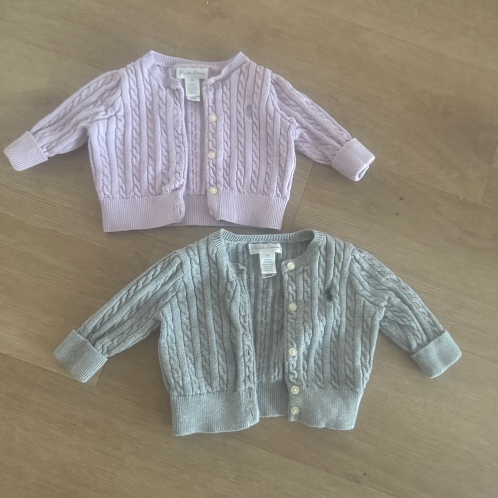 Polo by Ralph Lauren Kids Cable Knit Cardigans - Pink and Gray
